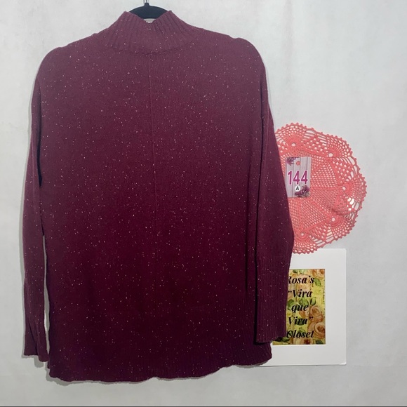 A.N.A. Mock Turtleneck Maroon Sweater High/Low NWT - Picture 4 of 12